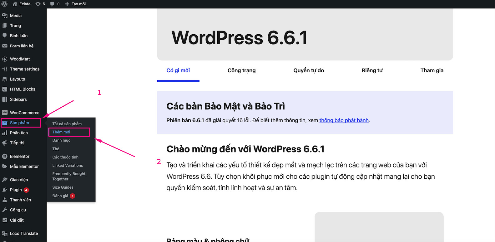 Ảnh mô tả cách đăng sản phẩm lên Website WordPress